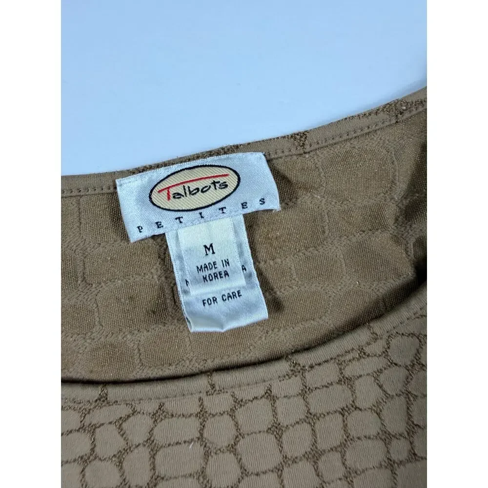 Talbots Petites Textured Crocodile Print Knit Top Size Medium